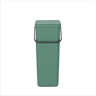 Sort & Go Kitchen Recycling Bin | L / 10.6 Gal / 40L | Fir Green | Removable Stay-Open Lid, Carry Handle | Trash Can for Bottles, Cans, Paper, Glass | Wall Bracket Sold Separately