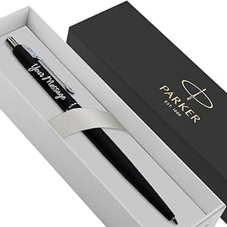Parker Classic Slimline Ballpoint Personalised Pen In Classy Gift Box Ideal Valentine's day Birthday or Mothers Day Gift Perfect Men & Women Engraved Parker Pen (Matte Black & Silver)