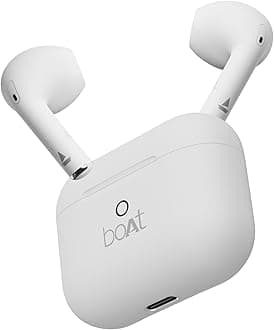 Boat Airdopes Joy, 35Hrs Battery, Fast Charge, IWP Tech, Low Latency, 2Mic ENx, Type-C Port, v5.3 Bluetooth Earbuds, TWS Ear Buds Wireless Earphones with mic (Swedish White)