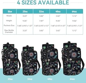 AUPET Water Bottle Sling Bag Sleeve Holder Carrier 25/32/40/64 oz,Insulated Crossbody Water Bottle Case Cover with Strap and Pockets for Men/Women Walking Hiking (Mystical Cosmic, 32oz)