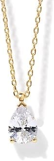14K Gold Plated 925 Sterling Silver CZ Diamond Pendant Necklace for Women | Adjustable Slider