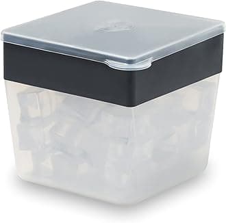 W&P Mini Ice Box Silicone Ice Cube Tray with Lid & Bin, Holds 48 Cubes, Easy Release, Space-Saving Stackable Design, Dishwasher Safe, Charcoal