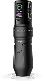 EZ Wireless Tattoo Machine - 6 Strokes 2.0, 2.4, 2.8, 3.3, 3.7, 4.2mm Bluetooth Tattoo Machine Pen with OLED Digital Display 1600mAh Battery Power Tattoo Gun (P3 Pro Matte Black)