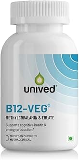 Vitamin B12 Veg, 14mcg Methylcobalamin (98%), with 300mcg Methyltetrahydrofolate (5-MTHF), Brain Cells & Nerve Tissue Support, 60 servings, 60 Vegan Capsules
