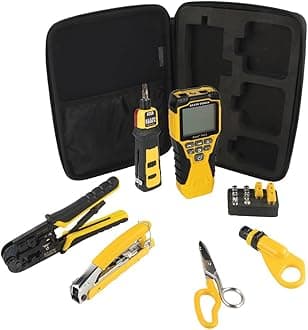 VDV001819 Tool Set, Cable Installation Test Set with Crimpers, Scout Pro 3 Cable Tester, Snips, Punchdown Tool, Case, 6-Piece