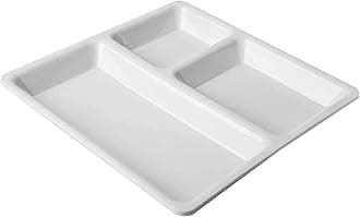 Food-Grade Plastic 3 in 1 Compartments Pav Bhaji Plate Dinner Plates Serving Plates White Set of 12