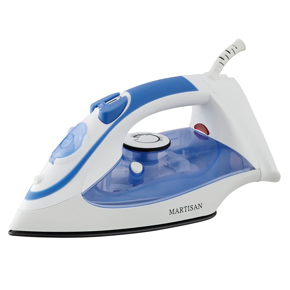 Steam Iron for Clothes, Non-stick Soleplate Iron, Variable Temperature and Steam Control, Self-Cleaning Function, Normal Size, Blue, MARTISAN product