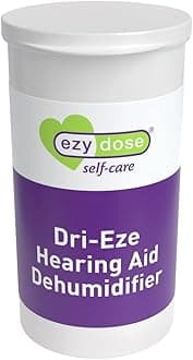 EZY DOSE Dehumidifier for Hearing Aid Cleaning, Small Container for Home or Travel, Easy to Use, Everyday Cleaner, Protection Against Moisture and Sweat, BPA Free