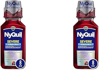 VicksNyQuil Severe Cold & Flu Nighttime Relief Berry Flavor Liquid 8 Fl Oz (Pack of 2)