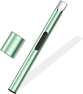 REIDEA Electric Lighter S4 Pro Candle Lighter, Windproof Flameless USB Rechargeable Arc Lighter with Safe Button and Power Indicator for Candle, BBQ and Fireworks, Mint Green