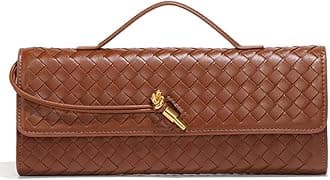 Trendy Woven Evening Clutch Purses Women Underarm Shoulder Handbag Cute Satchels Crossbody Purse PU Leather Wallet