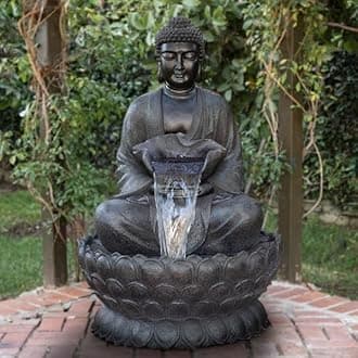 Buddha Statue Decorative Water Fountain Black Color for Living Room,Office,Garden, Terrace Garden, Table top Waterfall Indoor | Outdoor Home Decor 4 Feet