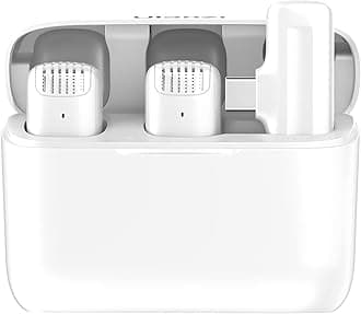 ULANZIJ12 Wireless Lavalier Microphone for USB C Phone White, 2-in-1 Plug-Play Mic with Charging Case for Phone Video Recording Interview Youtubers Vloggers, 65ft Transmission Range