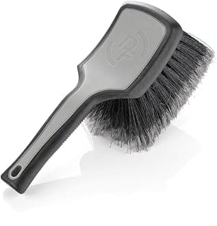 ProGrip Wheel Face Brush - Ergonomic ProGrip Handle - Premium Wheel Cleaner Brush - Soft Flagged-Tip Bristles - Grey & Black