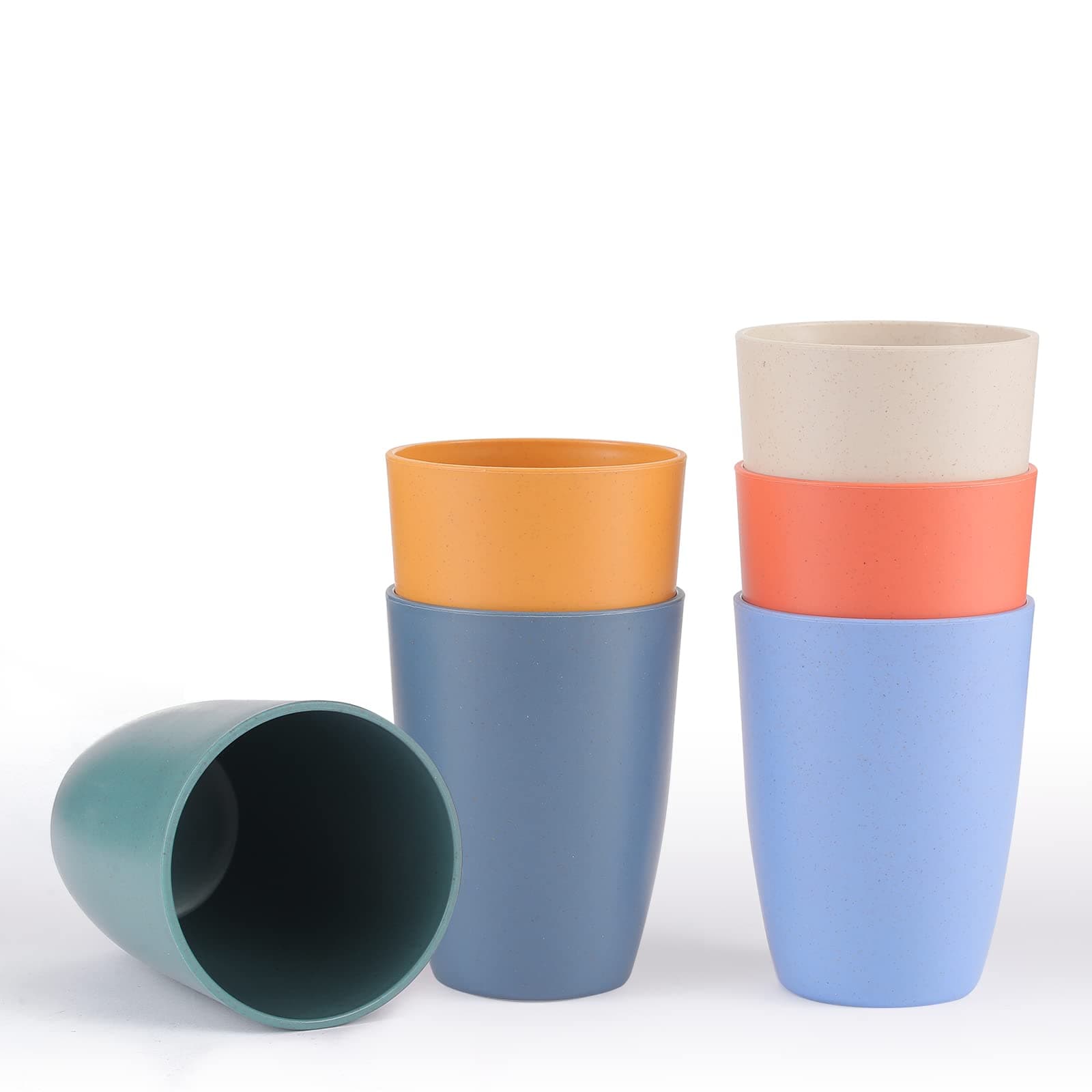 6 Pack Wheat Straw Cup, Unbreakable Reusable Drinking Cups Water Cup, Stackable Coffee Cup Juice Tumblers, Mug for Coffee, Tea, Water, Milk, Juice