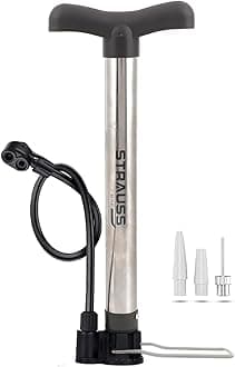 Strauss High Pressure Multipurpose Air Pump|Cycle Pump for Bicycle, Car, Football, Basketball |Balloon Pump Machine |Inflator Bicycle Floor Pump | Portable Hand Pump for Indoor & Outdoor Use,(Silver)