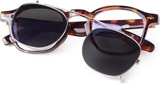 Clip on Sunglasses over Glasses for Women Men Vintage Fashion 46mm Small Round Unisex Style Clipon Sunglsses