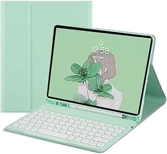 Keyboard Case for Galaxy Tab S8 & Tab S7 11 inch (SM-X700/X706/T870/T875/T878) - Slim Leather Folio Cover with S Pen Holder - Magnetically Wireless Detachable Keyboard - Round Keys (Mint Green)