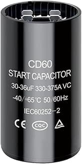 30-36 uf/MFD CD60 Round Start Capacitor ±20% 50/60 Hz 330-375 VAC Round Motor Well Pump Start Capacitor (30-36 uf/MFD, 1)