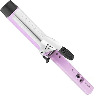 VODANA Professional GlamWave Ceramic Curling Iron, Long-Lasting Natural Curls, Instant Heat, Hair Curler, Curling Wand, Available in USA (1.25 inch, Lavender)