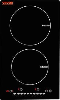 Electric Cooktop, 2 Burners, 12'' Induction Stove Top, Built-in Magnetic Cooktop 1800W, 9 Heating Level Multifunctional Burner, LED Touch Screen w/Child Lock & Over-Temperature Protection