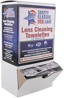 Safety Glasses USA Pre-moistened Lens Cleaning Wipes, Box of 100, Made in USA