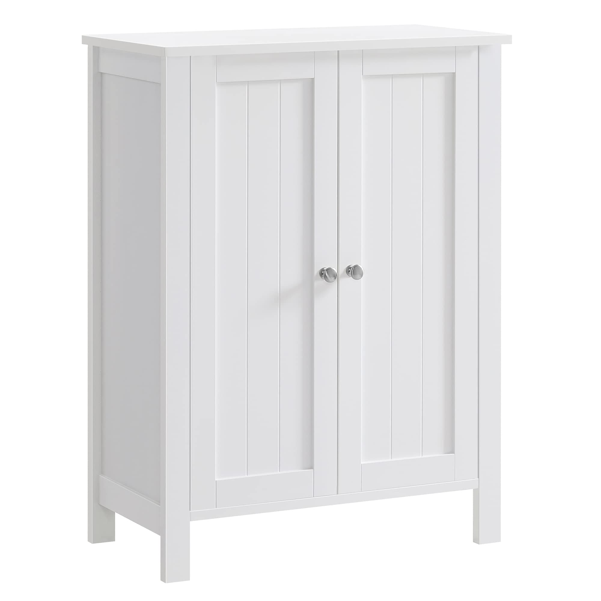 Floor Storage Cabinet, Freestanding Storage Unit with 2 Adjustable Shelves, for Bathroom Living Room Dining Kitchen, 11.8 x 23.6 x 31.5 Inches, Cloud White UBCB60WV1