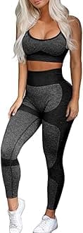 Women’s Workout Sets 2 Piece - Seamless Yoga Leggings and Cross-Strap Sports Bra Gym Outfits Activewear Matching Set