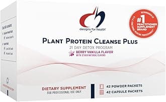 Designs for Health Plant Protein Cleanse Plus 21 Day Detox Program - Promotes Healthy Liver Function + Metabolic Cleanse with Antioxidants + Herbs, Vegetarian (42 Protein Powder Drink + Vitamin Packs)