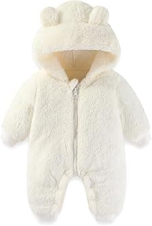 Newborn Baby Bear Outfit Suit Girls Boys Fleece Jumpsuit Romper Hooded Winter Snowsuit Clothes