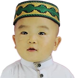 Boys Embroidered Kufi Muslim Prayer Hat Islam Skull Beanie Arabic Prayer Headwear Kofia Topi Taqiyah Hat
