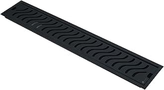 InBath Black Wave Shower Drain Channel with Collar| 18x4 Inches Shower Drainer| Floor Drain|Stainless Steel 304 Grade| Side Hole Type