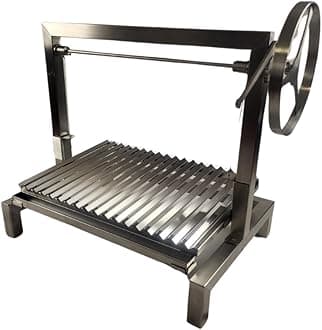 Generisch Argentine Asado Kompakt - 100% Stainless Steel Charcoal Grill with Crank Control - Compact Asado for Perfect BBQ