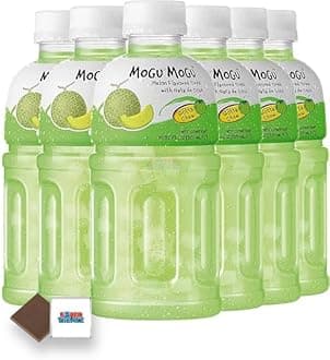 Mogu Mogu Flavored Drinks 6x320ml, MELON - Nata De Coco Juice - Refreshing Taste - Fun Drinking During Hot Summers Or Take Them On Trips & Picnics Boxed Treatz