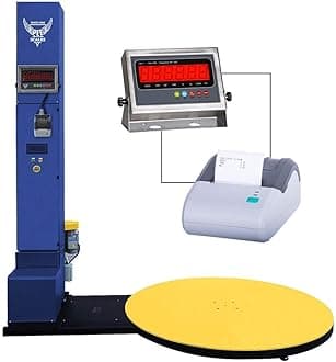 PEC Automatic Stretch Wrap Machine, Electric Pallet Wrapping Machine with Built-in Scale and Thermal Label Printer, 5000lbs Capacity for Weighing and Wrapping,Automatic Shrink Wrap Machine