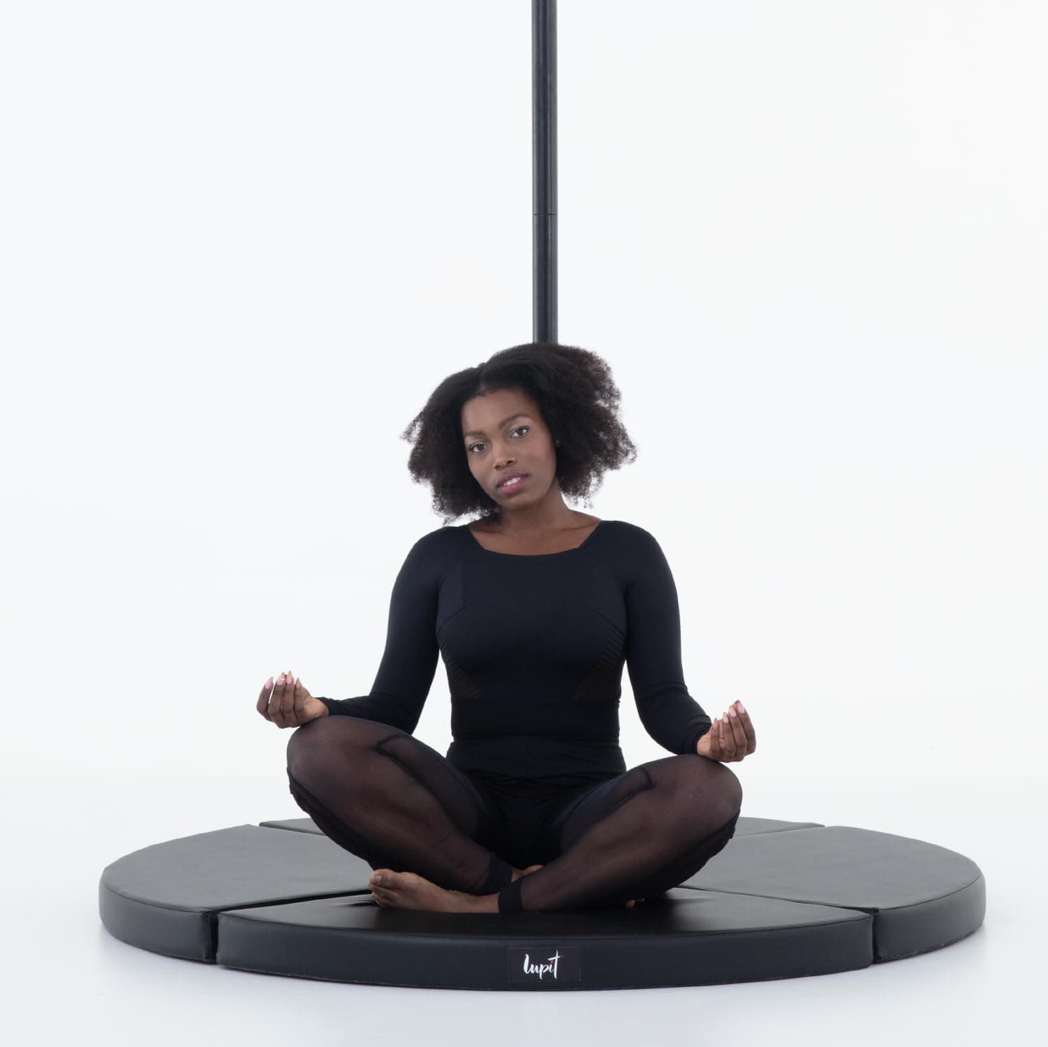 Standard Dance Mat - Foldable Crash Mat with High-Grade EPE Foam Padding + Water Resistant Elastic Leather Cover - Protective Fall Safety Cushion for Pole Dancing (Black, 3.14")