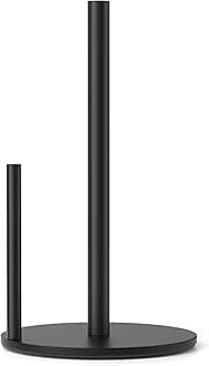 Paper Towel Holder Black Kitchen Roll Holder, Premium Stainless Steel Paper Towel Holder for Kitchen Roll Organize, One-Handed Operation Countertop Roll Dispenser with Weighted Base