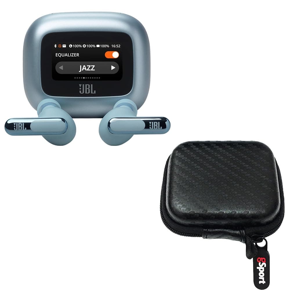 JBL Live Beam 3 True Wireless Noise Cancelling Earbud Bundle with gSport Case (Blue)