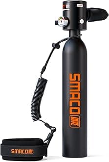 SMACO Mini Scuba Tank 0.5L Portable Scuba Diving Tank Support Underwater Breathe, Scuba Diving Cylinder with 0.5L Capacity 3000Psi/200Bar Maximum Pressure for 16ft Depth Diving