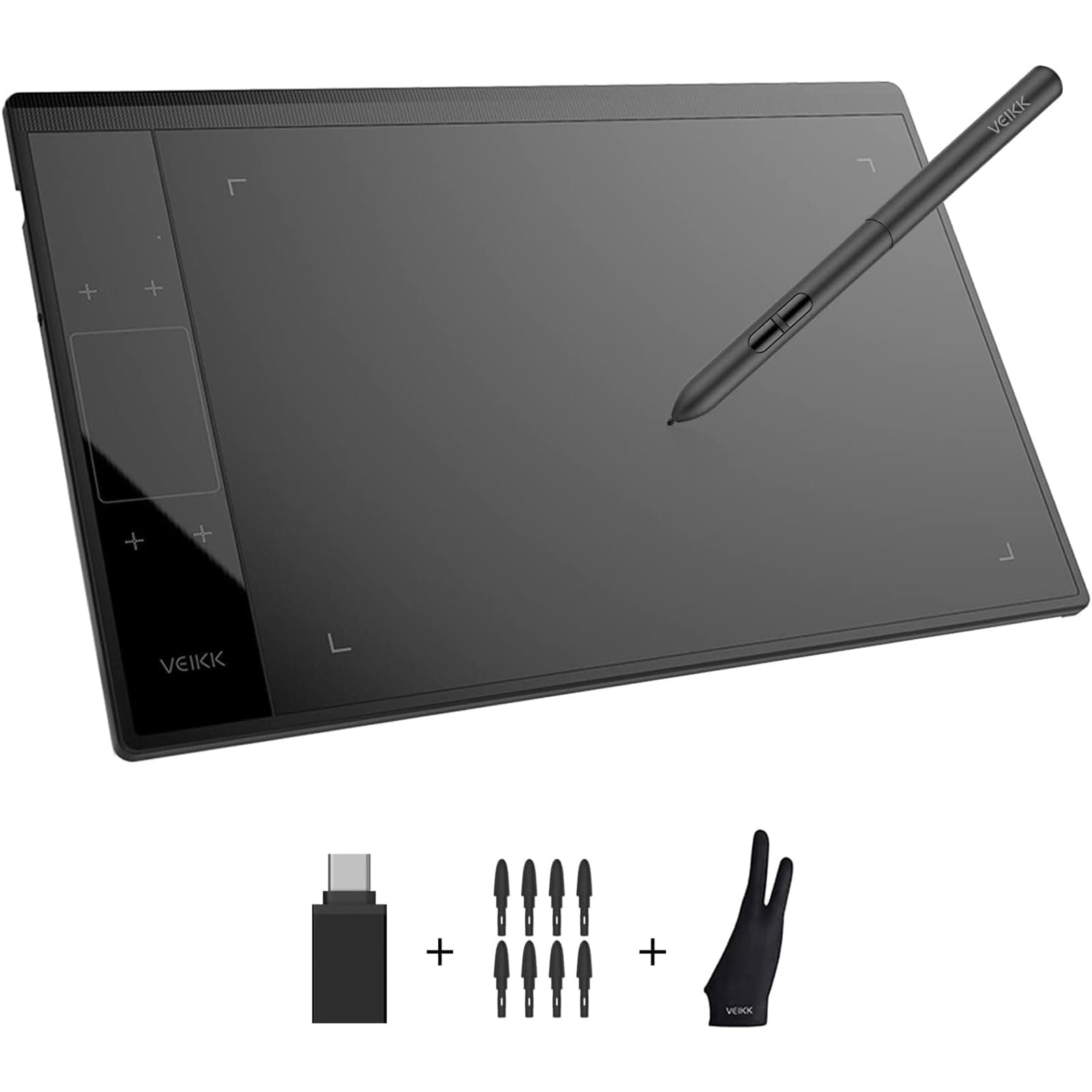 A30 V2 Drawing Tablet 10x6 Inch Graphics Tablet with Unique Touch Gesture Pad, 8192 Pressure Battery-Free Pen, 4 Hotkeys, Compatible Windows Mac Android Linux - Beginner & Student Friendly
