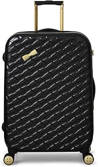 Women's Belle Fashion Lightweight Hardshell Spinner Luggage, Black, M, Suitcase