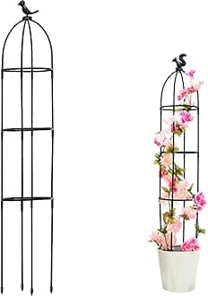 HASTHIP® Garden Plant Support Cages Stakes - 120CM Plastic Creeper Support Stands - Adjustable & Connectable - Round Moss Sticks for Plants Support - Indoor/Outdoor Suitable for Clematis & Climbers