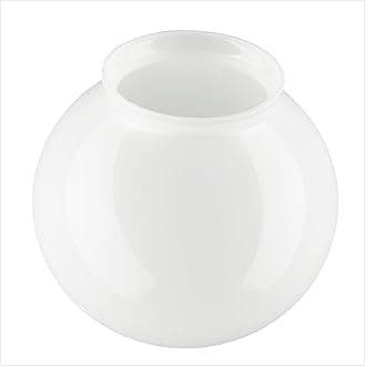 LUMIS Splayed/Flanged Neck Glass Globe Replacement Lampshade for Ceiling Lights. 20.0cm Diameter (8”), Neck: 10.3cm (4"), White