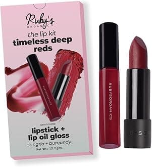 Lip Beauty Gift Kit- Timeless Reds Combo Pack of Lipstick & Lipgloss, Moisturizing, Long Lasting, Non Sticky & Non Drying, Glossy Texture, Natural Lip Makeup - Burgundy and Sangria