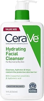 CeraVe Hydrating Facial Cleanser, Moisturizing Face Wash For Dry Skin, Hyaluronic Acid + Ceramides + Glycerin, Hydrating Cleanser For Normal To Dry Skin, National Eczema Association Certified