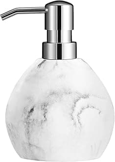 Luxspire Hand Soap Dispenser, 15.2 oz Countertop Hand Lotion Pump Bottles, Lotion Container, Refillable Liquid Hand Soap Jar, Resin Shower Dispensers for Bathroom, Kitchen - White Marble