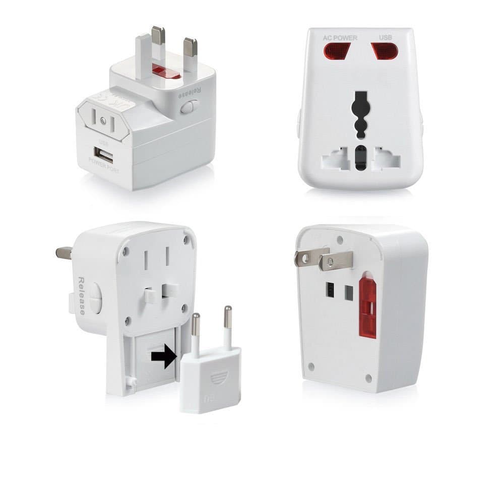 Multi-Purpose Universal World-Wide Travel Adapter 3A with USB Port Charger For AUS USA EU UK