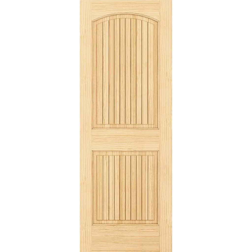 2-Panel Door, Interior Door Slab, Solid Pine, Arch Top, V-Grooves (80x30in)