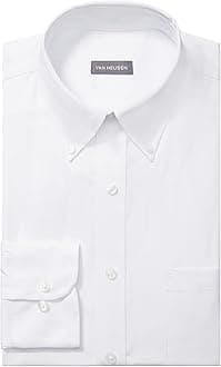 Van Heusen Men's Men's Pinpoint Regular Fit Solid Button Down Collar Dress Shirt Dress Shirt