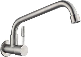 Modern Swivel Wall Mounted Stainless Steel Cold Water Tap Kitchen Sink Faucet Lead Free Stainless Steel Basin Faucets